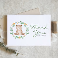 Watercolor Bear Bear Greenery Wreath Chá de fralda