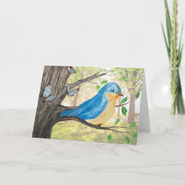Cartão De Agradecimento Watercolor Bluebird