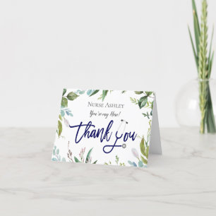 Cartão De Agradecimento Watercolor Botanical Nurses Doctors Personalized