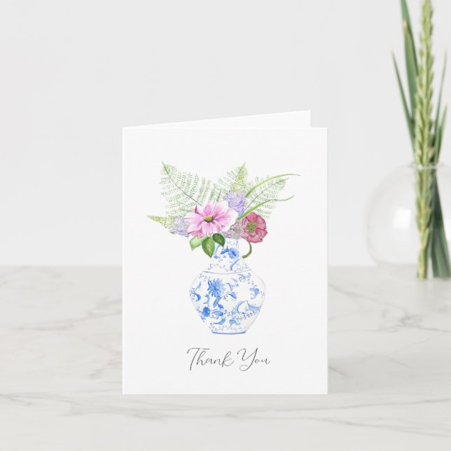 Cartão De Agradecimento Watercolor Botanical Thank You Card (Frente)