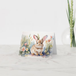 Cartão De Agradecimento Watercolor Bunny