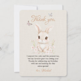 Cartão De Agradecimento Watercolor Bunny First Birthday Thank You