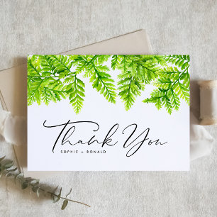 Cartão De Agradecimento Watercolor Chartreuse Green Fern Deixa Casamento