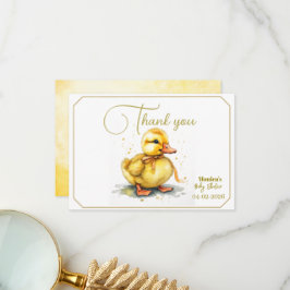Cartão De Agradecimento Watercolor Duckling Splash Gender Neutral
