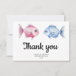 Cartão De Agradecimento Watercolor Fishing Thank you gender reveal