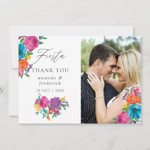 Cartão De Agradecimento Watercolor Floral Fiesta Wedding Foto