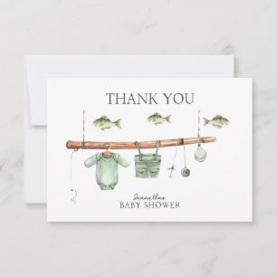 Cartão De Agradecimento Watercolor Floral Fish Chá de fraldas