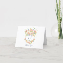 Cartão De Agradecimento Watercolor Floral Garden Party Crest Address