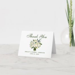 Cartão De Agradecimento Watercolor Floral Green Wedding Thank You Note