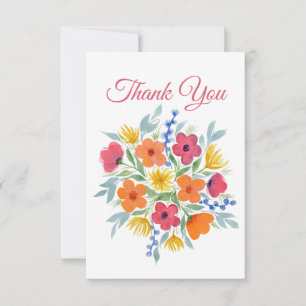 Cartão De Agradecimento Watercolor Floral "Obrigado"