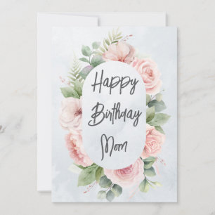 Cartão De Agradecimento Watercolor Floral Personalizada Birthday Mãe Cute