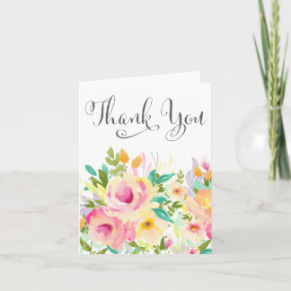 Cartão De Agradecimento Watercolor Floral Thank You Greeting Card