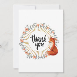 Cartão De Agradecimento Watercolor Fox Delicate Wreath