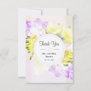 Cartão De Agradecimento Watercolor Freesia Flowers Casamento Obrigado