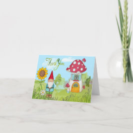 Cartão De Agradecimento Watercolor Gnome and House Thank You Card