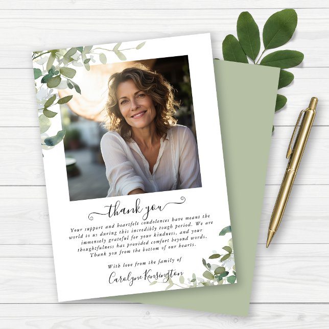 Cartão De Agradecimento Watercolor Greenery Funeral Obrigado (Watercolor Greenery Funeral Thank You Card)