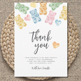 Cartão De Agradecimento Watercolor Gummy Bears Baby Shower