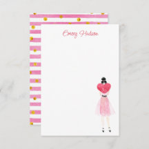 Watercolor Heart Fashion Girl