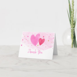 Cartão De Agradecimento Watercolor Hearts Birthday