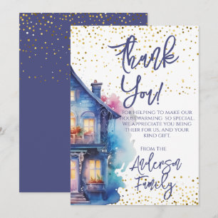 Cartão De Agradecimento Watercolor Housearming Party