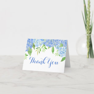 Cartão De Agradecimento Watercolor Hydrangea Blue Floral Obrigado