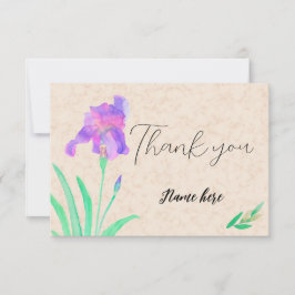 Cartão De Agradecimento Watercolor Iris on marble background