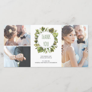 Cartão De Agradecimento Watercolor Laurel Wreath Greenery Obrigado