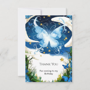 Cartão De Agradecimento Watercolor Magic Butterfly Birthday