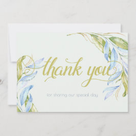 Cartão De Agradecimento Watercolor Modern Boho Leafy Branches Obrigado