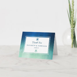 Cartão De Agradecimento Watercolor Ocean Starfish Casamento Praia Obrigado