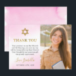 Cartão De Agradecimento Watercolor Pastel Pink Dourado Bat Mitzvah Foto<br><div class="desc">Cartões de agradecimentos de Fotografia do Dourado Bat Mitzvah,  Pink,  Pastel de Aquarela</div>