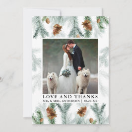 Cartão De Agradecimento Watercolor Pine Cones Love Obrigados Foto de Casam