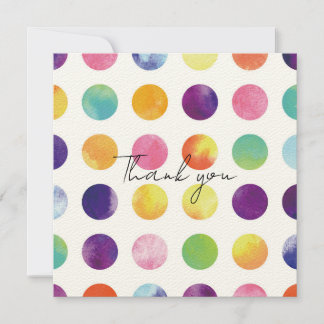 Cartão De Agradecimento Watercolor polka dots フラットサンキューカード