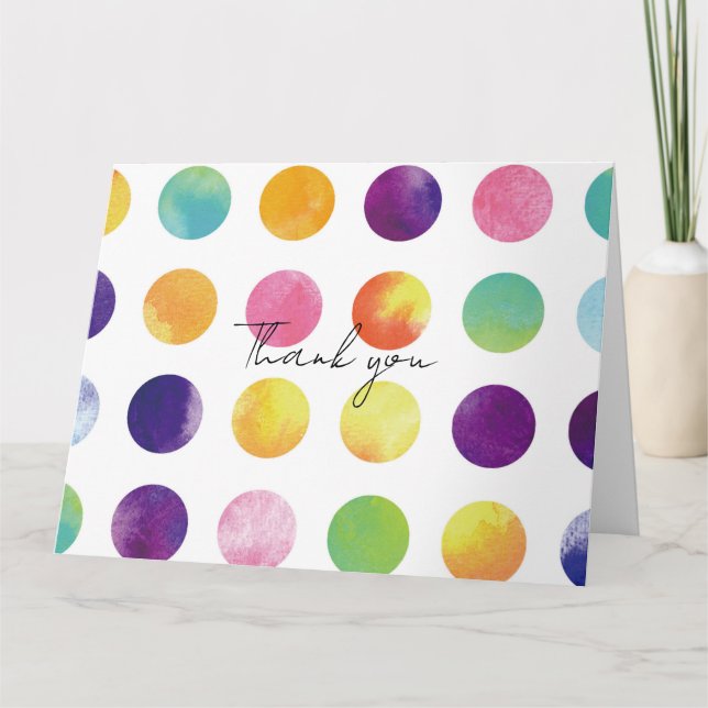 Cartão De Agradecimento Watercolor polka dots 二つ折りサンキューカード (Frente)