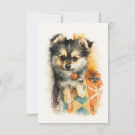 Cartão De Agradecimento Watercolor Pomchi Puppy