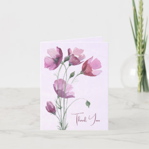 Cartão De Agradecimento Watercolor Poppies Simpatia Obrigado