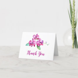 Cartão De Agradecimento Watercolor Purple Orchid Floral Wedding Thank You