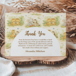 Cartão De Agradecimento Watercolor Safari Animals First Birthday