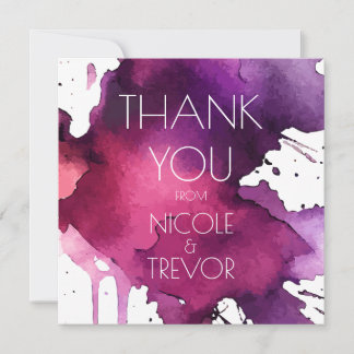 Cartão De Agradecimento Watercolor Splat Wedding