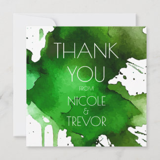 Cartão De Agradecimento Watercolor Splat Wedding