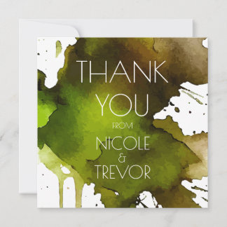 Cartão De Agradecimento Watercolor Splat Wedding