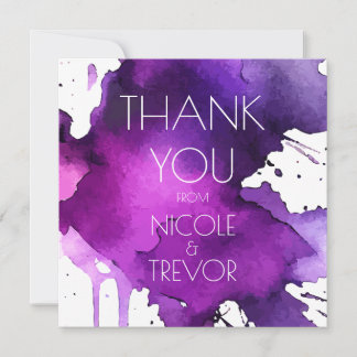 Cartão De Agradecimento Watercolor Splat Wedding