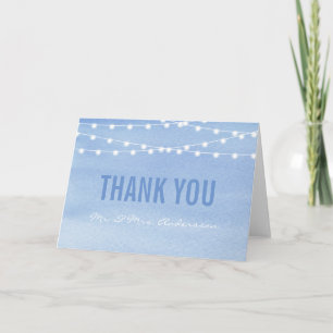 Cartão De Agradecimento Watercolor String Lights Wedding