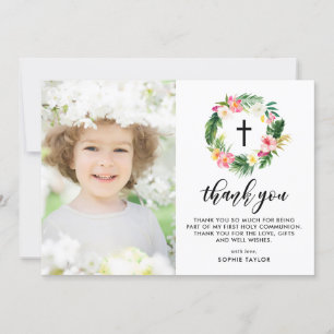 Cartão De Agradecimento Watercolor Tropical Floral Wreath First Community