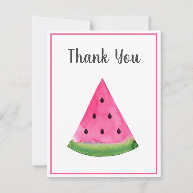 Cartão De Agradecimento Watercolor Watermelon Wedge (Frente)
