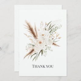 Cartão De Agradecimento Watercolor White Bohemian Floral Boho Wedding