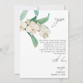 Cartão De Agradecimento Watercolor White Orchids Floral Wedding