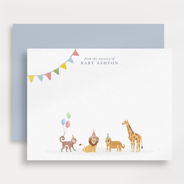 Cartão De Agradecimento Watercolor Wild Animals Nursery note card (Criador carregado)