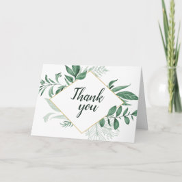 Cartão De Agradecimento Watercolor Wild Deixa Casamento Verde Caçador