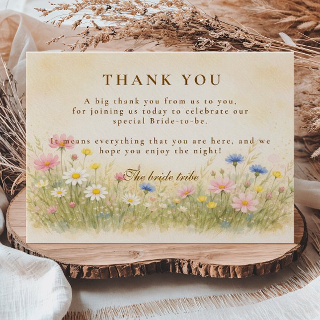 Cartão De Agradecimento Watercolor Wildflower Meadow Bridal Shower (Criador carregado)